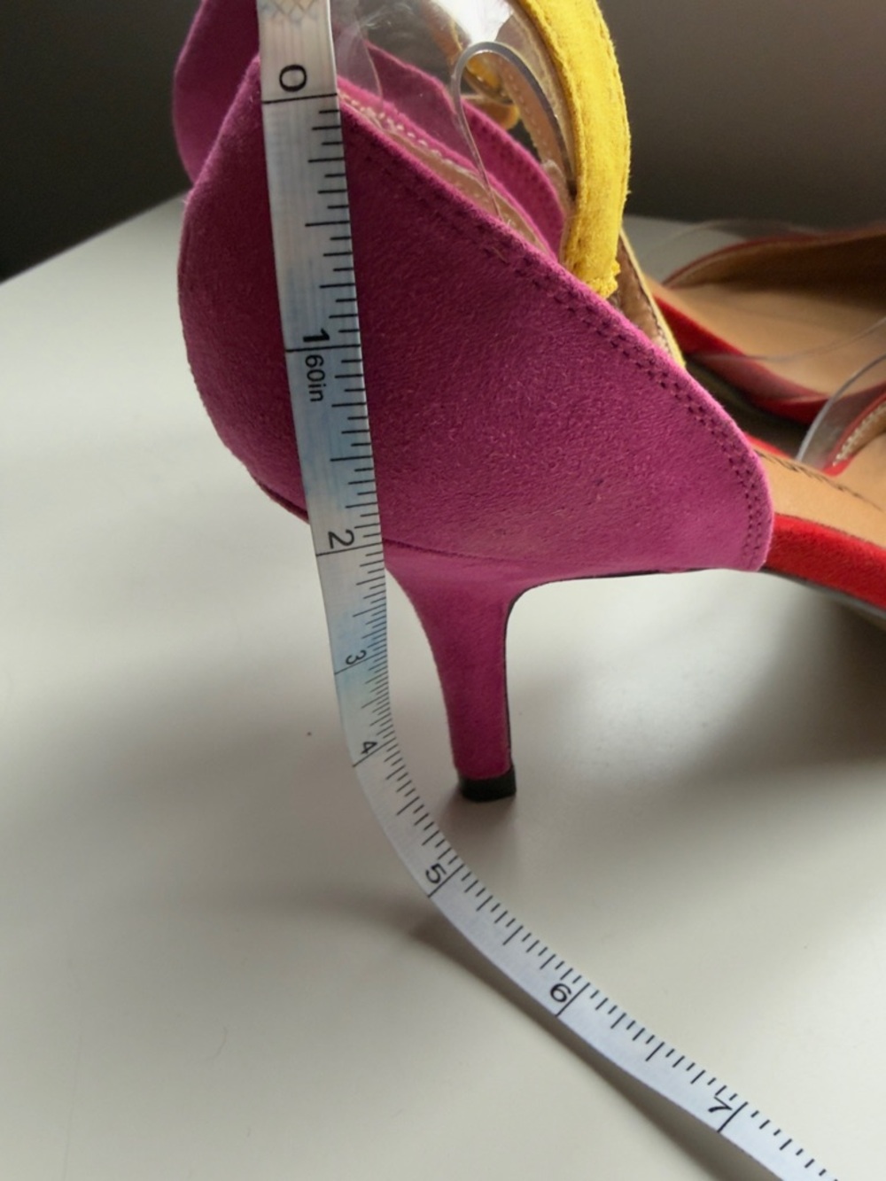 Chinese Laundry Colorblock Pointed Toe Heels in Red, Pink & Yellow - Picture 7 of 9